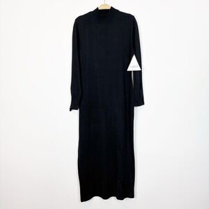 VTG Womens Mary McFadden Mock Neck Knit Maxi Dress Black Medium Italian Yarn